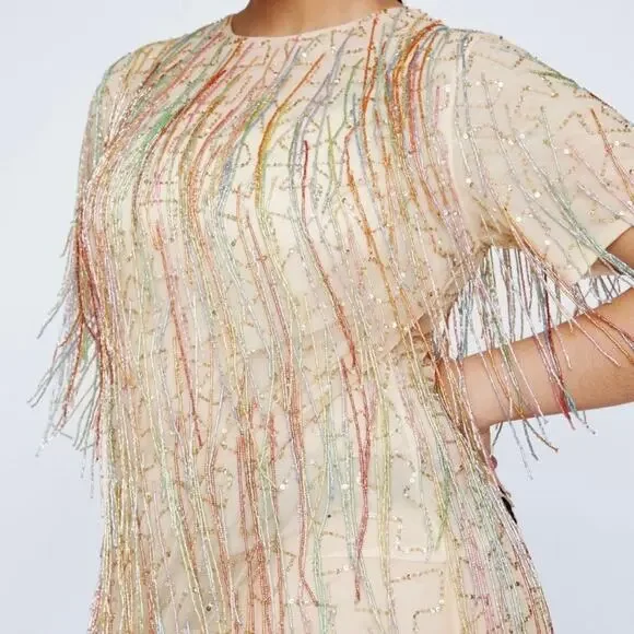 tassel beaded mini dress Elana Mini